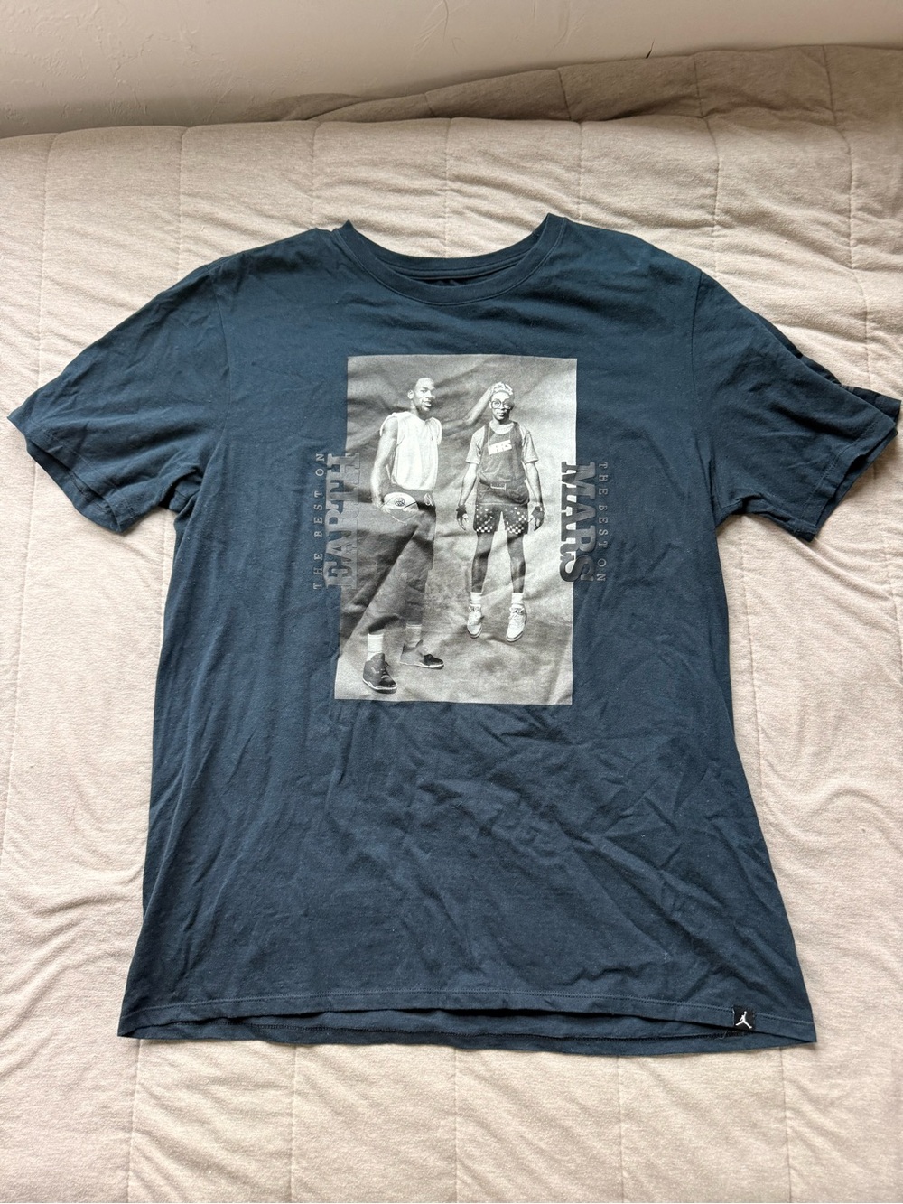 Jordan Navy Short Sleeve Graphic Tee with Monochrome Court Print